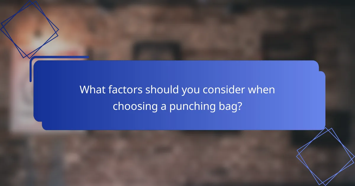What factors should you consider when choosing a punching bag?